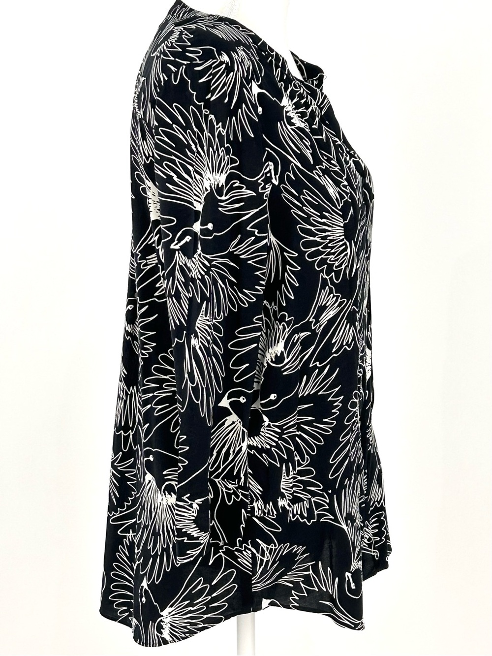 Maeve Anthropologie Bird Print Popover Tunic Top Rayon Size 6 View 2